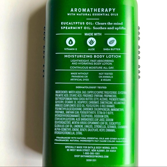 NEW Bath & Body Works AROMATHERAPY EUCALYPTUS SPEARMINT Lotion 6.5oz - Picture 4 of 10